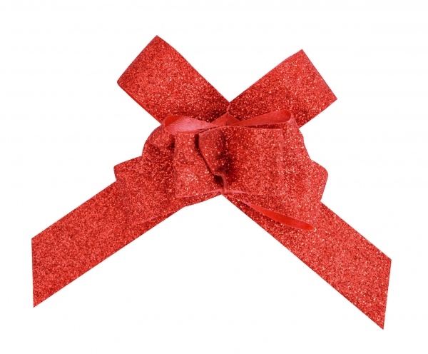 E-shop Santex Dekoračné mašle - glitrované 10 ks Farba: červená