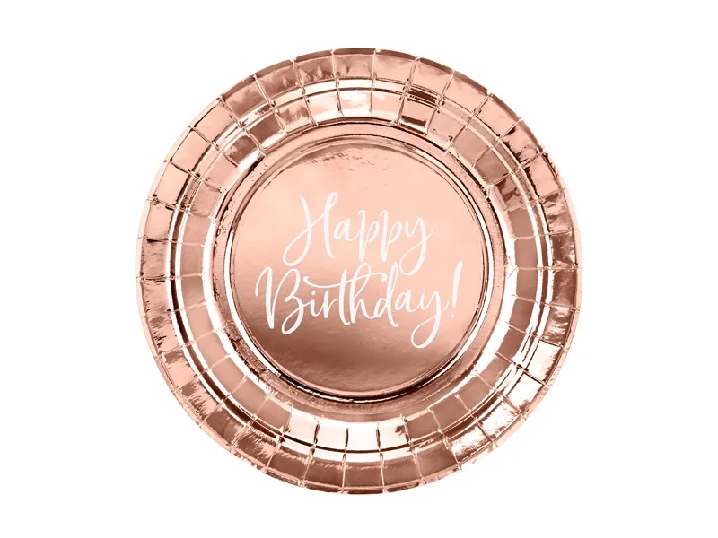 PartyDeco Taniere - Happy birthday, ružovo-zlaté 18 cm