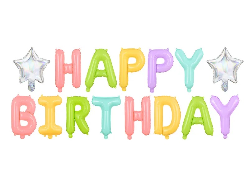 PartyDeco Fóliový balón - Happy birthday farebný