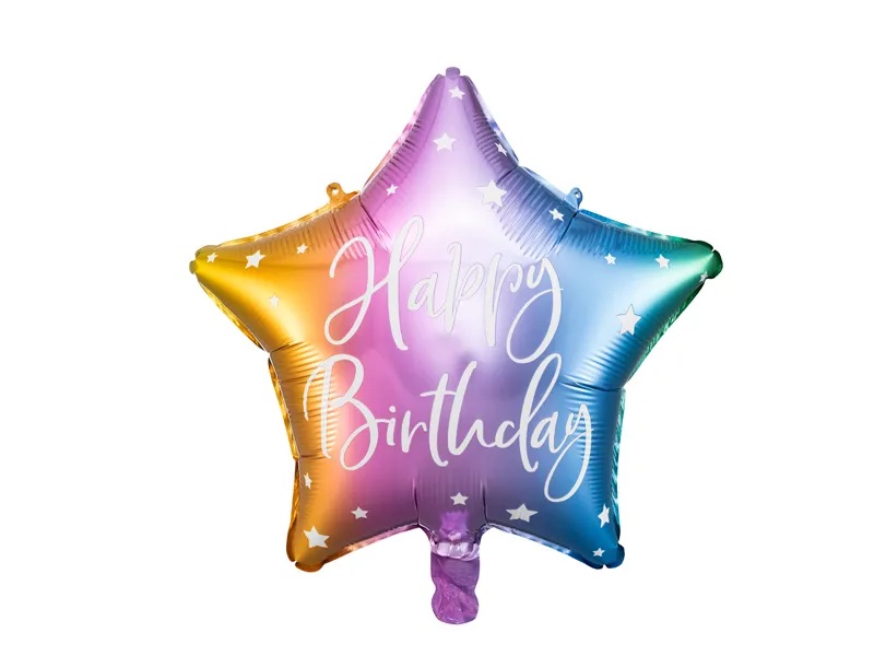 PartyDeco Fóliový balón - Happy birthday farebný 40 cm