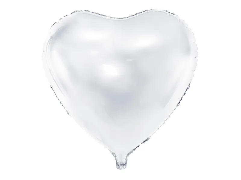 PartyDeco Fóliový balón - Srdce, biele 61 cm