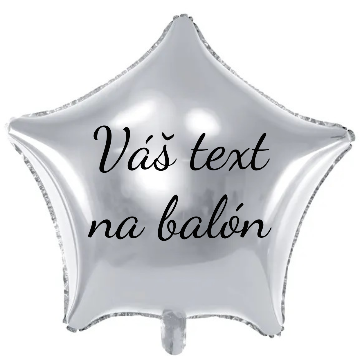 E-shop PartyDeco Fóliový balón s textom - Strieborná hviezda 70 cm