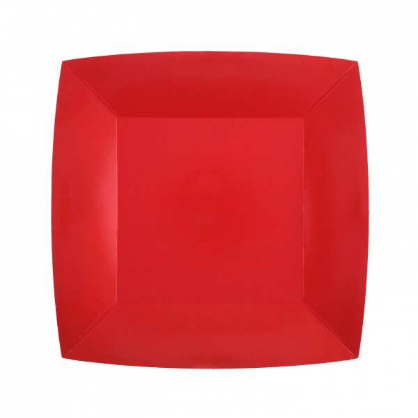 Santex Papierové taniere štvorcové - jednofarebné 18 x 18 cm Farba: Červená