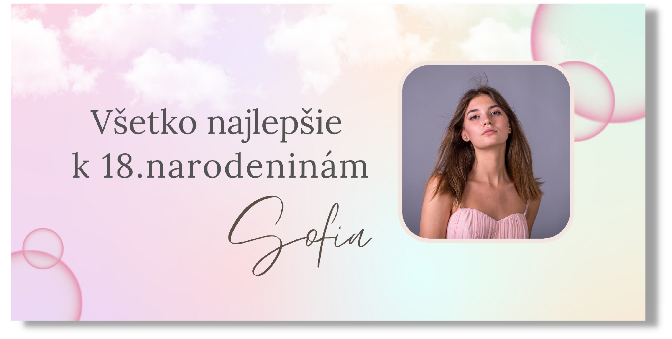 E-shop Personal Narodeninový banner s fotkou - Pink Bubble Rozmer banner: 130 x 260 cm