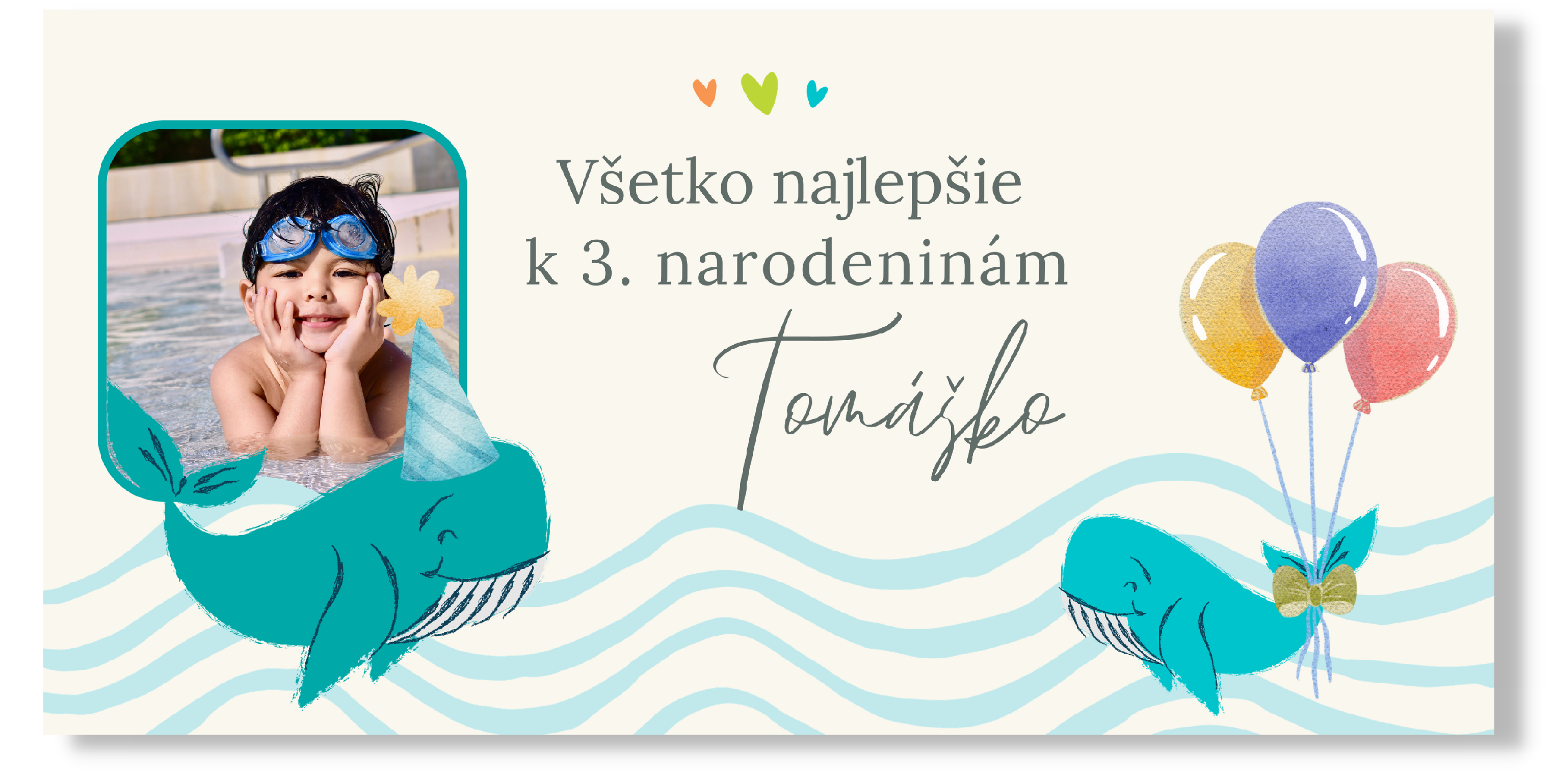 E-shop Personal Narodeninový banner s fotkou - Veľryby Rozmer banner: 130 x 260 cm
