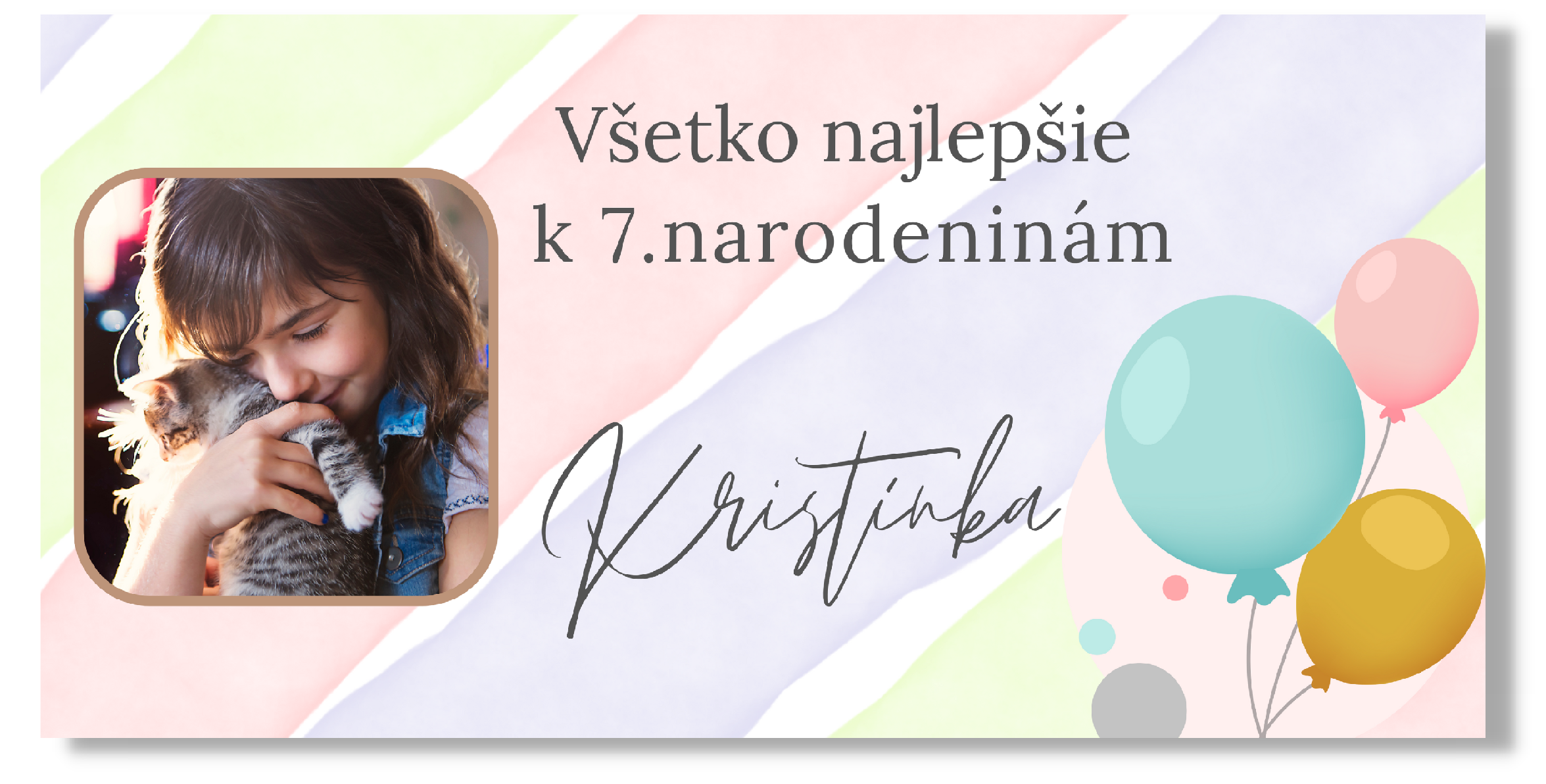 E-shop Personal Narodeninový banner s fotkou - Pastel birthday Rozmer banner: 130 x 260 cm