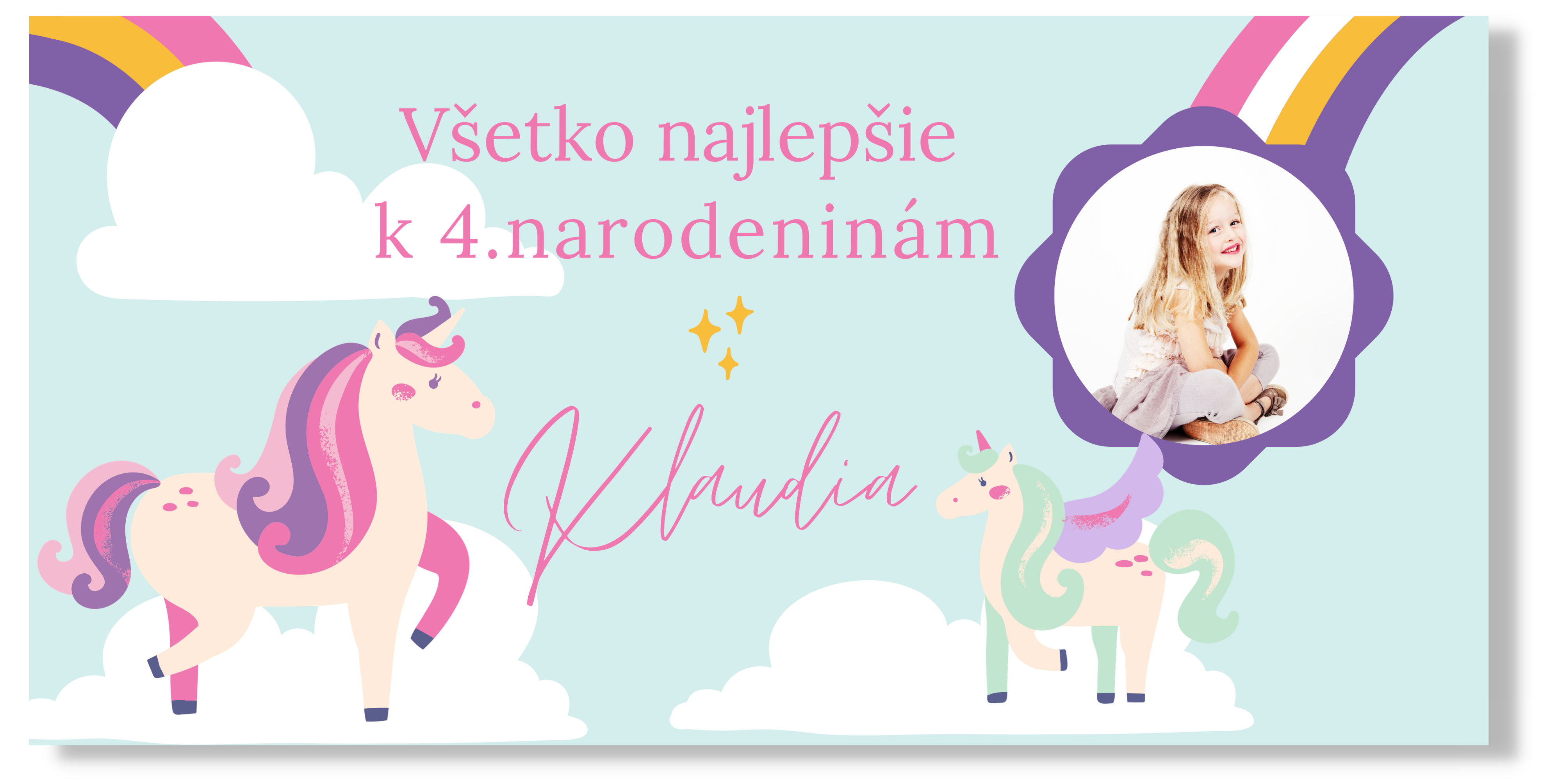 E-shop Personal Narodeninový banner s fotkou - Unicorn Rozmer banner: 130 x 260 cm
