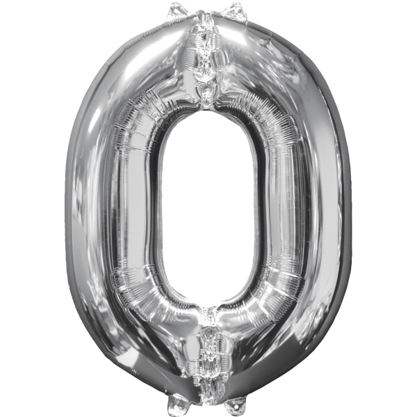 Amscan Fóliový balón -  číslo 0, strieborný 66 cm