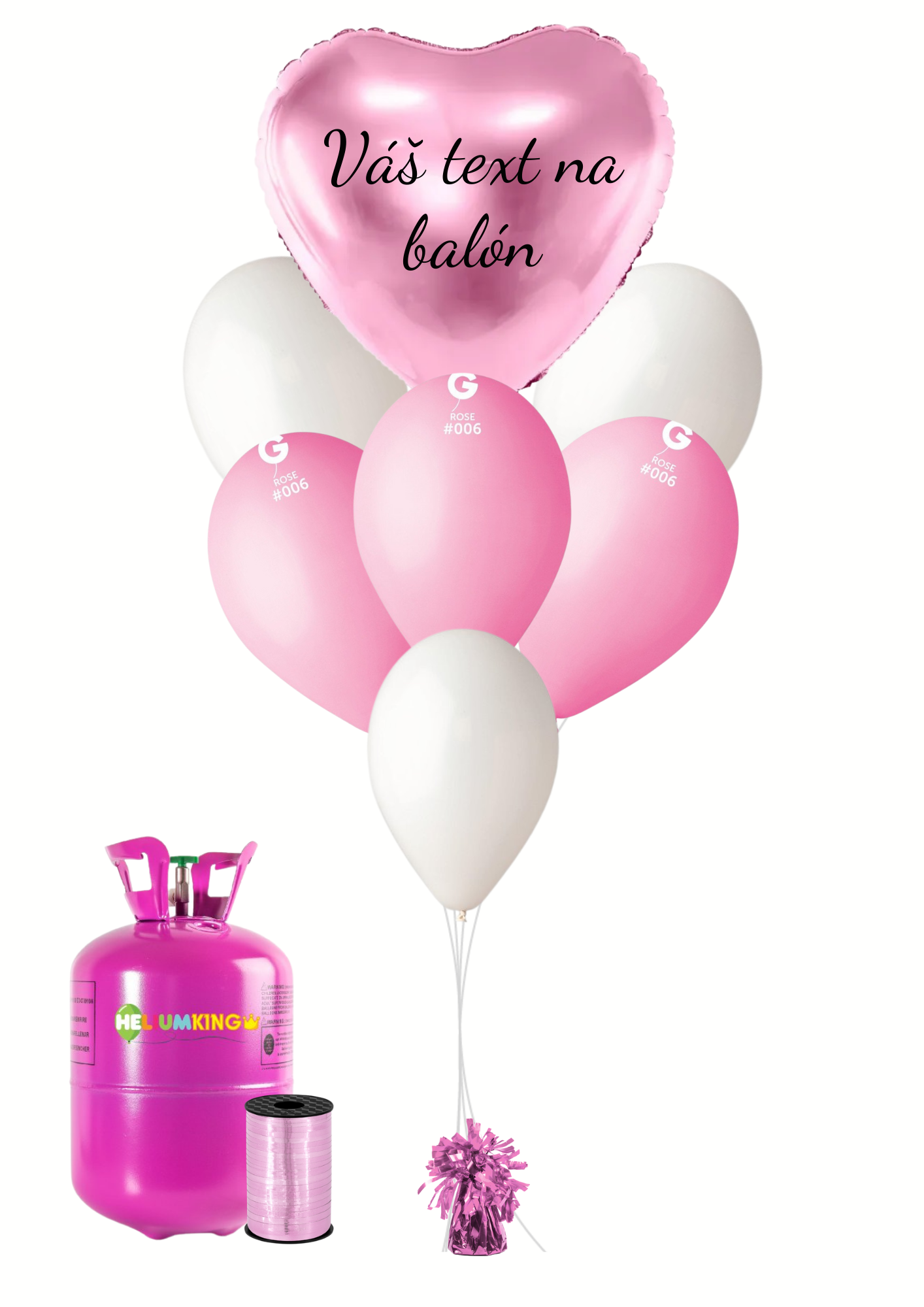 Personal Personalizovaný hélium párty set - Ružové srdce 16 ks