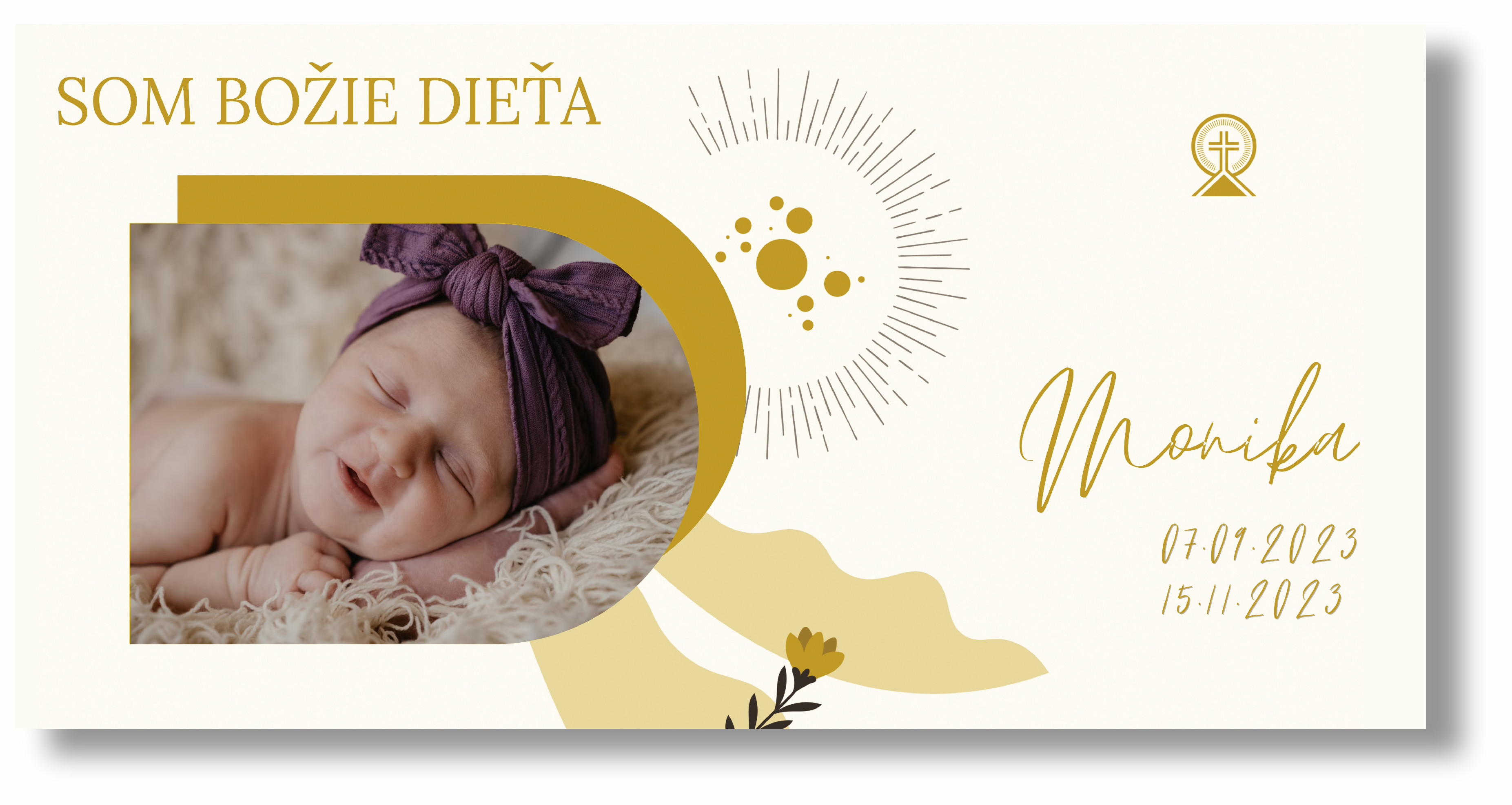 Personal Banner na krstiny s fotkou - Natural Rozmer banner: 130 x 65 cm