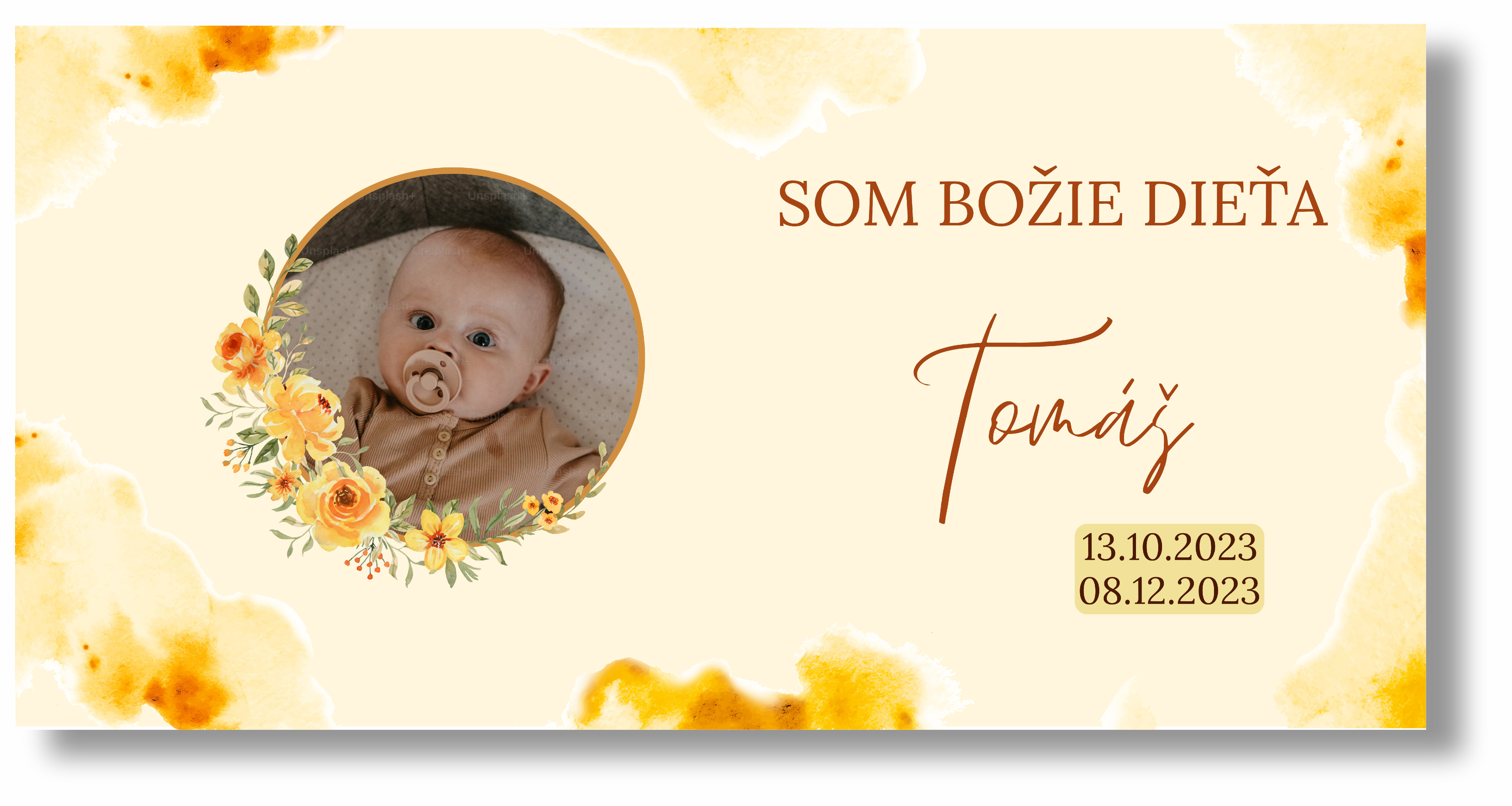 Personal Banner na krstiny s fotkou - Orange Rozmer banner: 130 x 260 cm