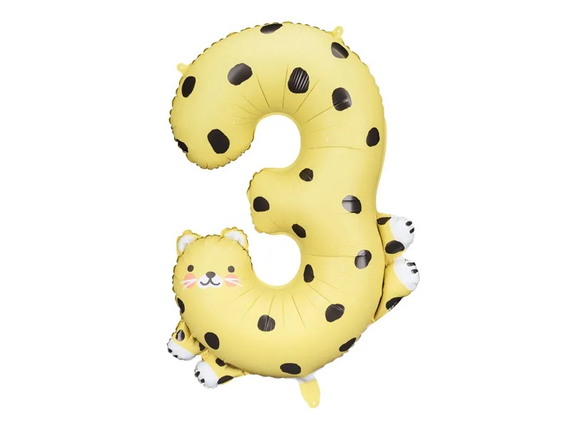 E-shop PartyDeco Fóliový balón - číslo 3, gepard
