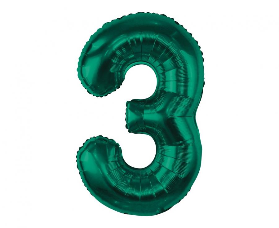 E-shop Godan Fóliový balón - číslo 3, tmavozelené 85 cm
