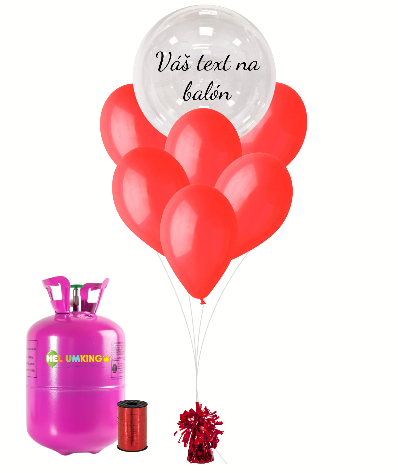Personal Personalizovaný hélium párty set červený - Priesvitný balón 11 ks