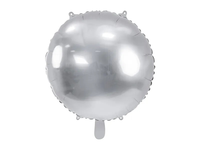 PartyDeco Fóliový balón - Strieborný kruh, 80 cm