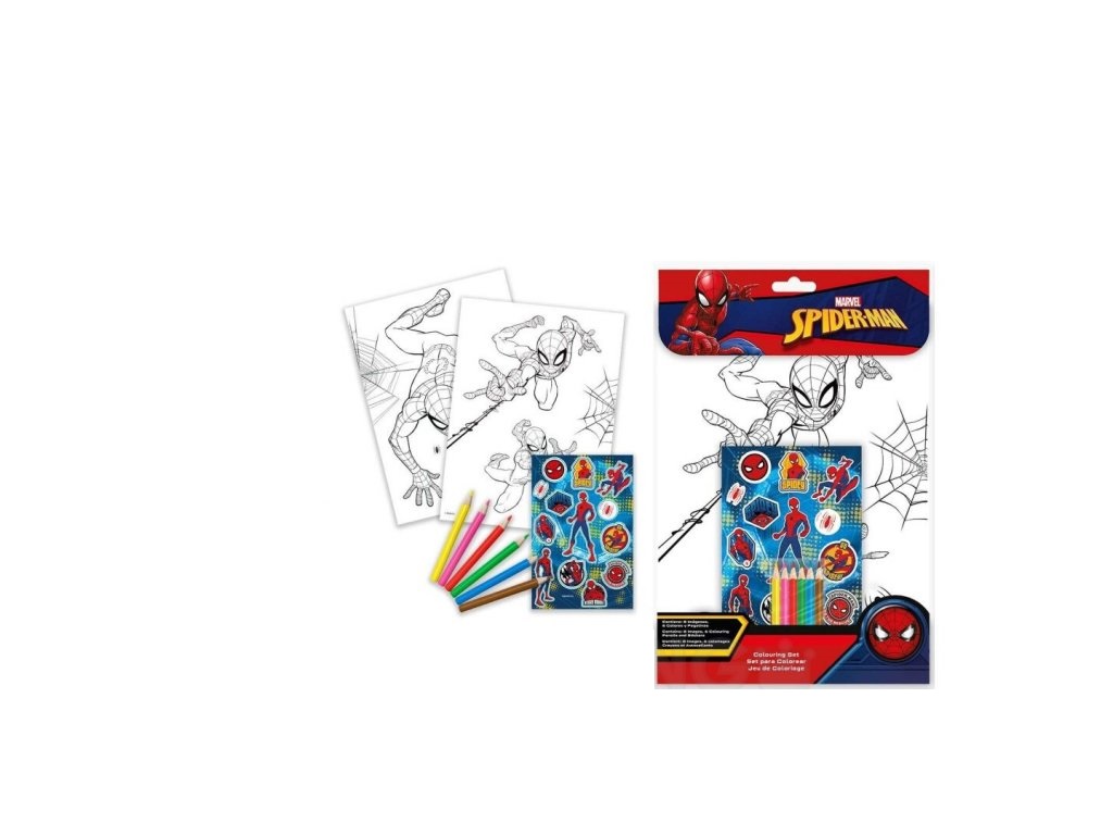 E-shop Kids Licensing Set omaľovánka, farbičky, nálepky - Spiderman