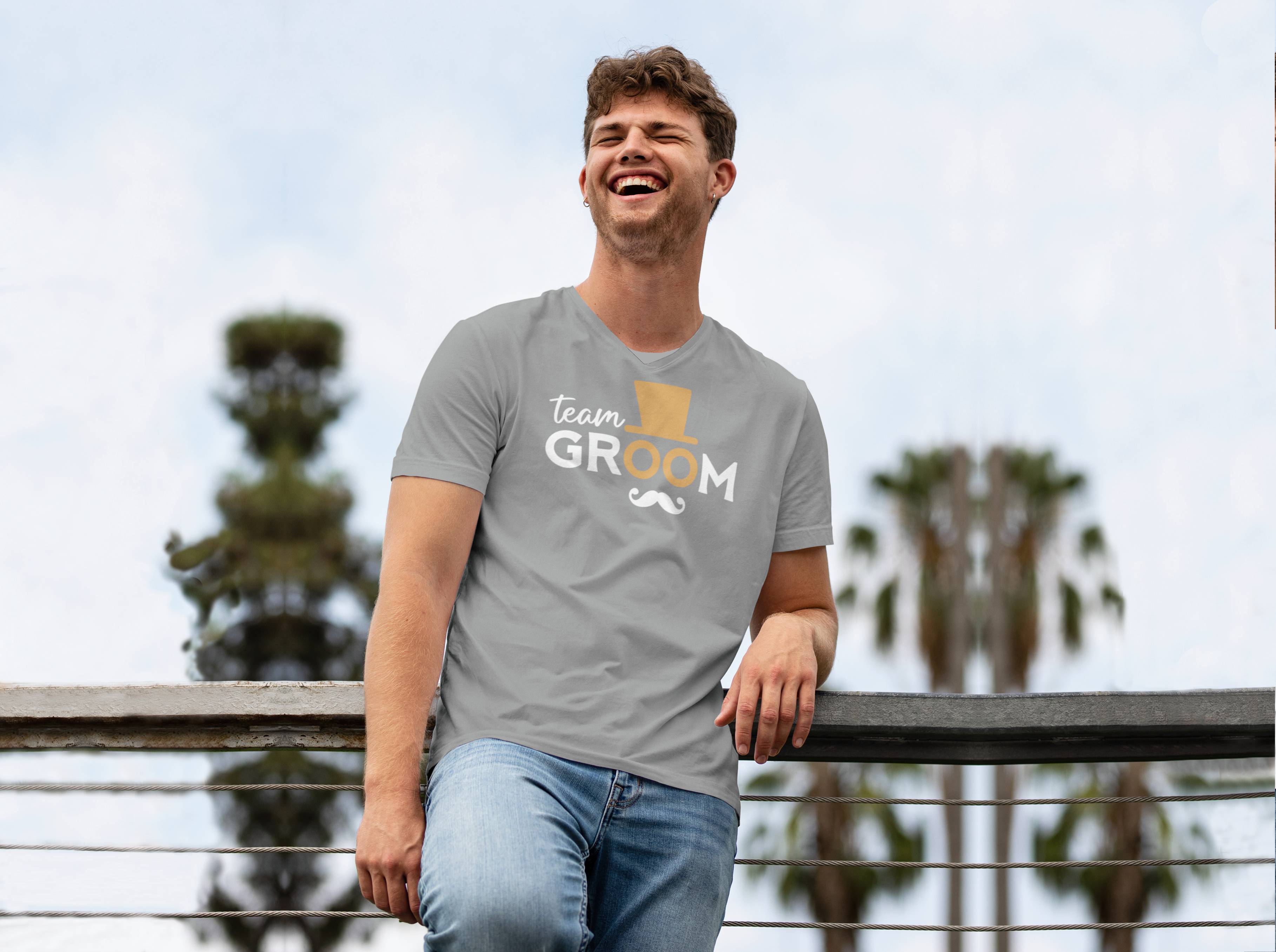 Personal Pánske tričko - Team Groom Farba: Sivá, Veľkosť - dospelý: M