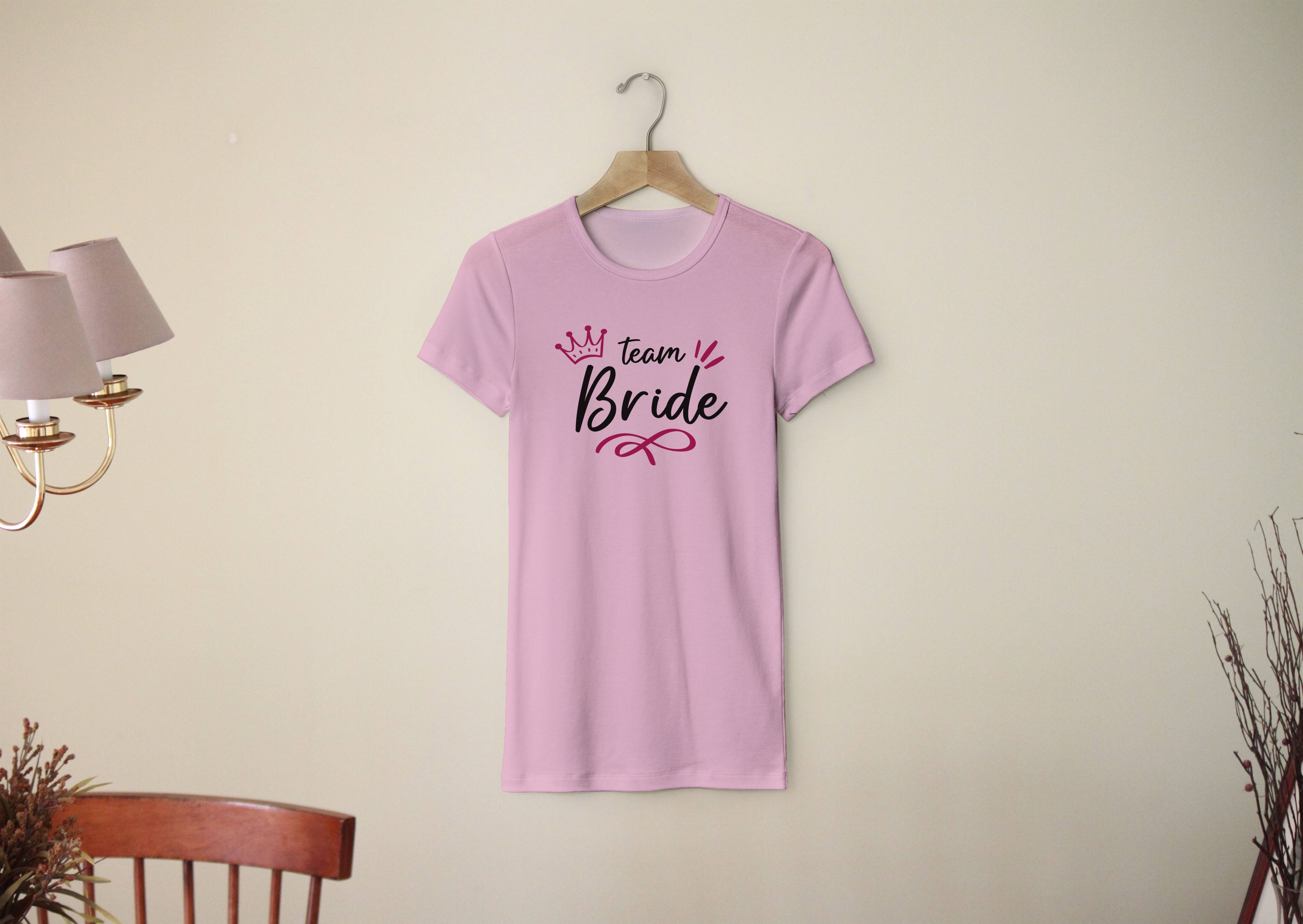 Personal Dámske tričko - Team Bride korunka Farba: ružová, Veľkosť - dospelý: L