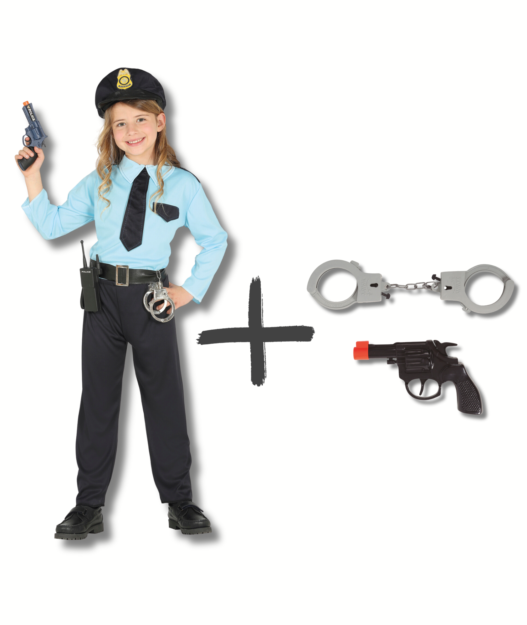 E-shop HeliumKing Detský kostým set - Policajt s pištoľou a putami - veľkosť M