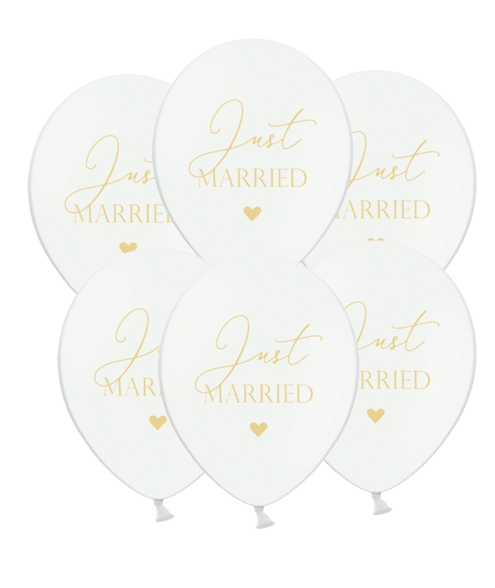 PartyDeco Balón biely - Just Married  50 ks