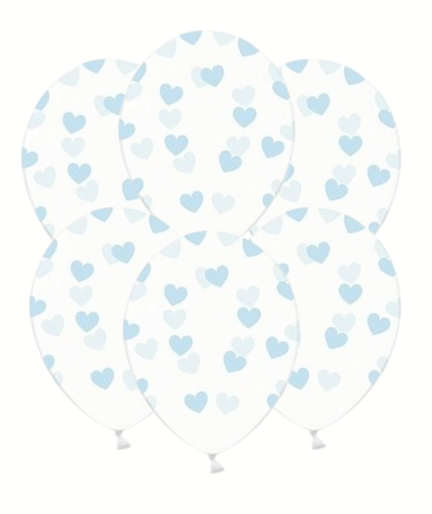 E-shop PartyDeco Balón - Priesvitný s modrými srdiečkami 50 ks
