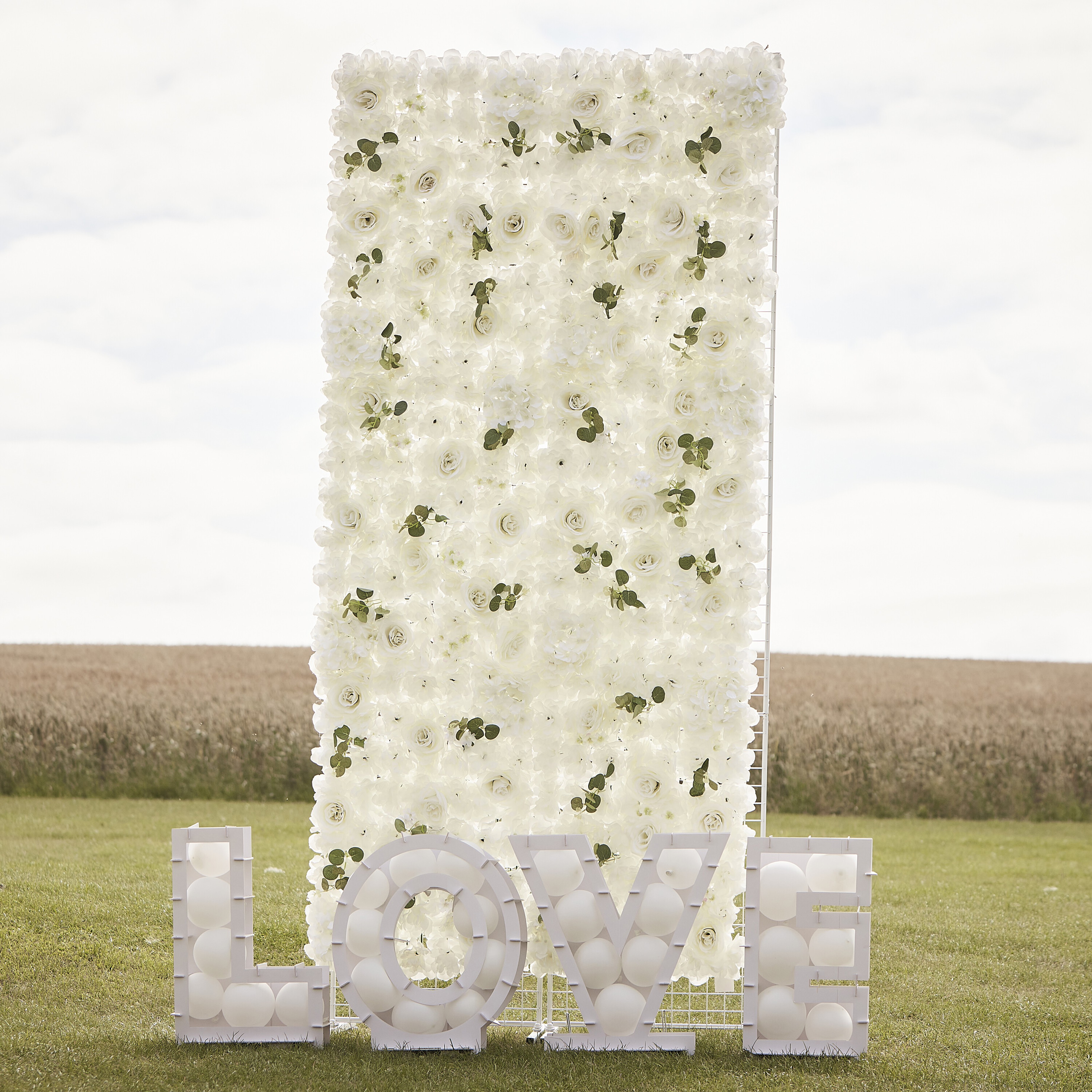 E-shop Ginger Ray Nástenný kvetinový panel - Biele ruže 60 x 40 cm