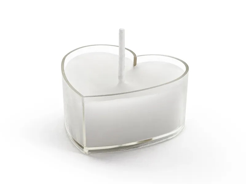 E-shop PartyDeco Čajová sviečka - Biele srdiečko 4 cm