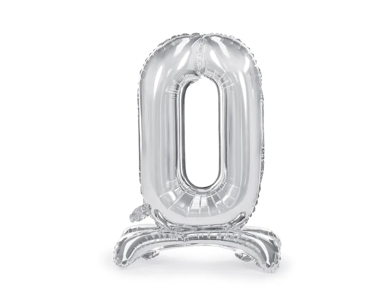 E-shop PartyDeco Samostojací fóliový balón 0 strieborný 70 cm