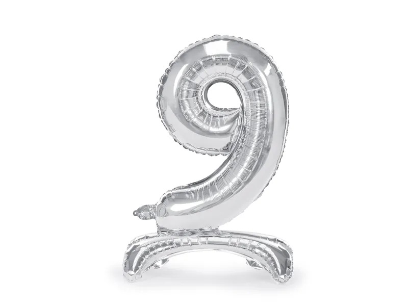E-shop PartyDeco Samostojací fóliový balón 9 strieborný 70 cm