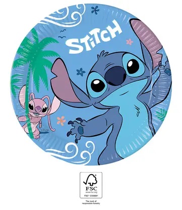 E-shop Procos Papierové taniere - Stitch 23 cm 8 ks
