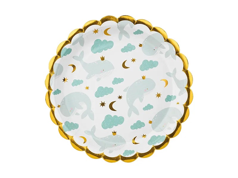 E-shop PartyDeco Taniere s potlačou veľryby 18 cm, 6 ks
