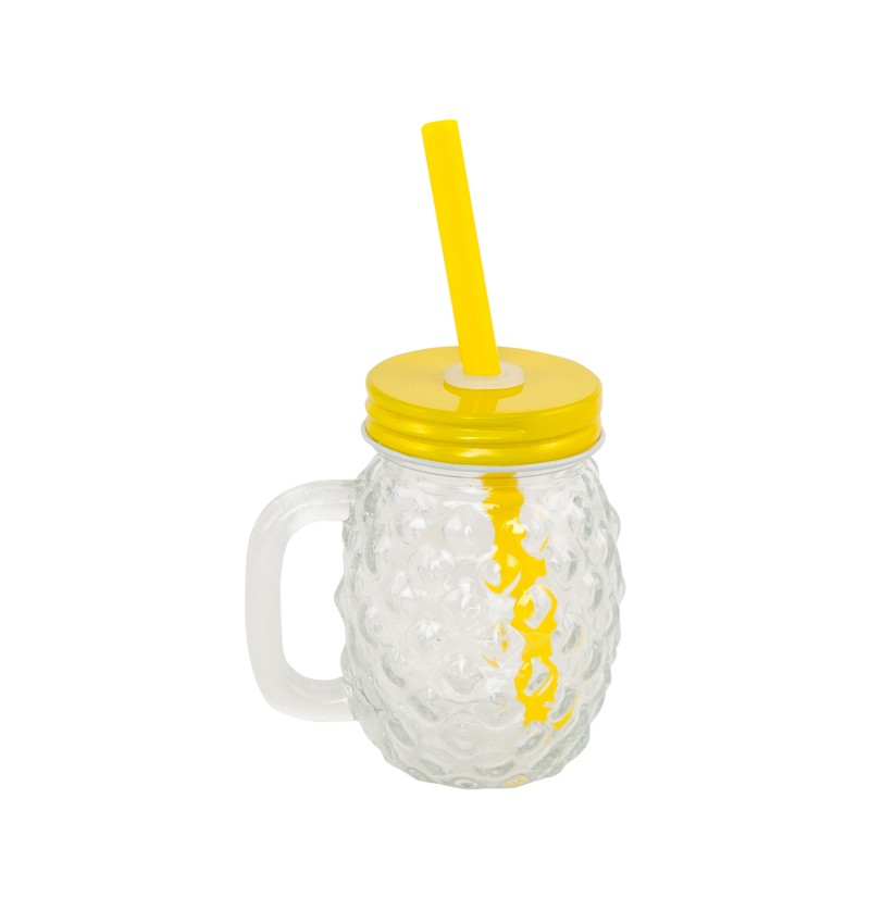 E-shop Chaks Mini sklenený pohár so slamkou - Ananás 110ml