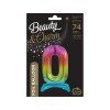 Samostojaci fóliový balón 0 dúhový 74 cm