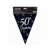 Papierová girlanda - vlajky 50. narodeniny čierno/zlatá 28 x 270 cm