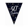 Papierová girlanda - vlajky 50. narodeniny čierno/zlatá 28 x 270 cm
