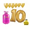 Hélium párty set na 10. narodeniny so zlatými balónmi