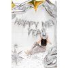 Fóliový balón - Happy New Year, strieborné