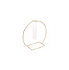 glass tube flower holder on golden metal round stand 22cm x 9cm x 20cm