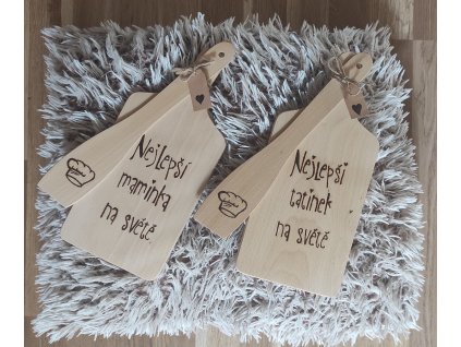 Set dřevěné prkenko s vařečkou - nejlepší maminka, nejlepší tatínek