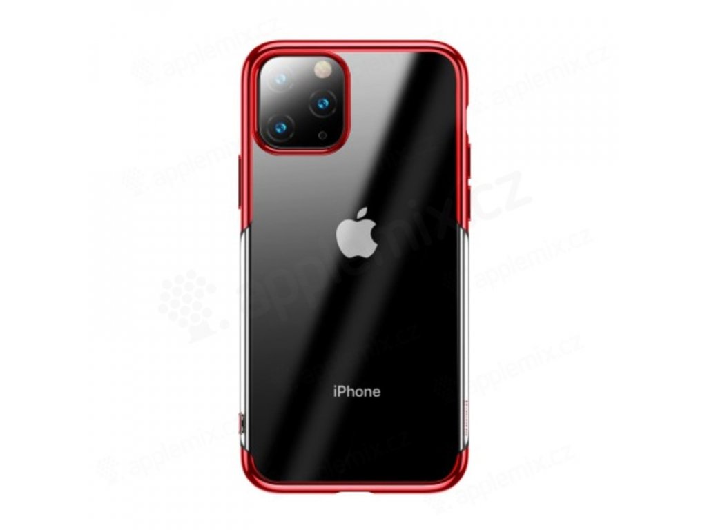 kryt baseus shining pro apple iphone 11 pro max gumovy pokoveny pruhledny cerveny