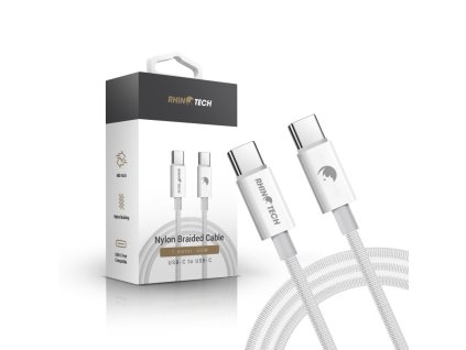 rhinotech nylon braided cable usb c to usb c 60w 1m white