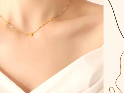 Minimalistický náhrdelník se srdíčky zlatý
