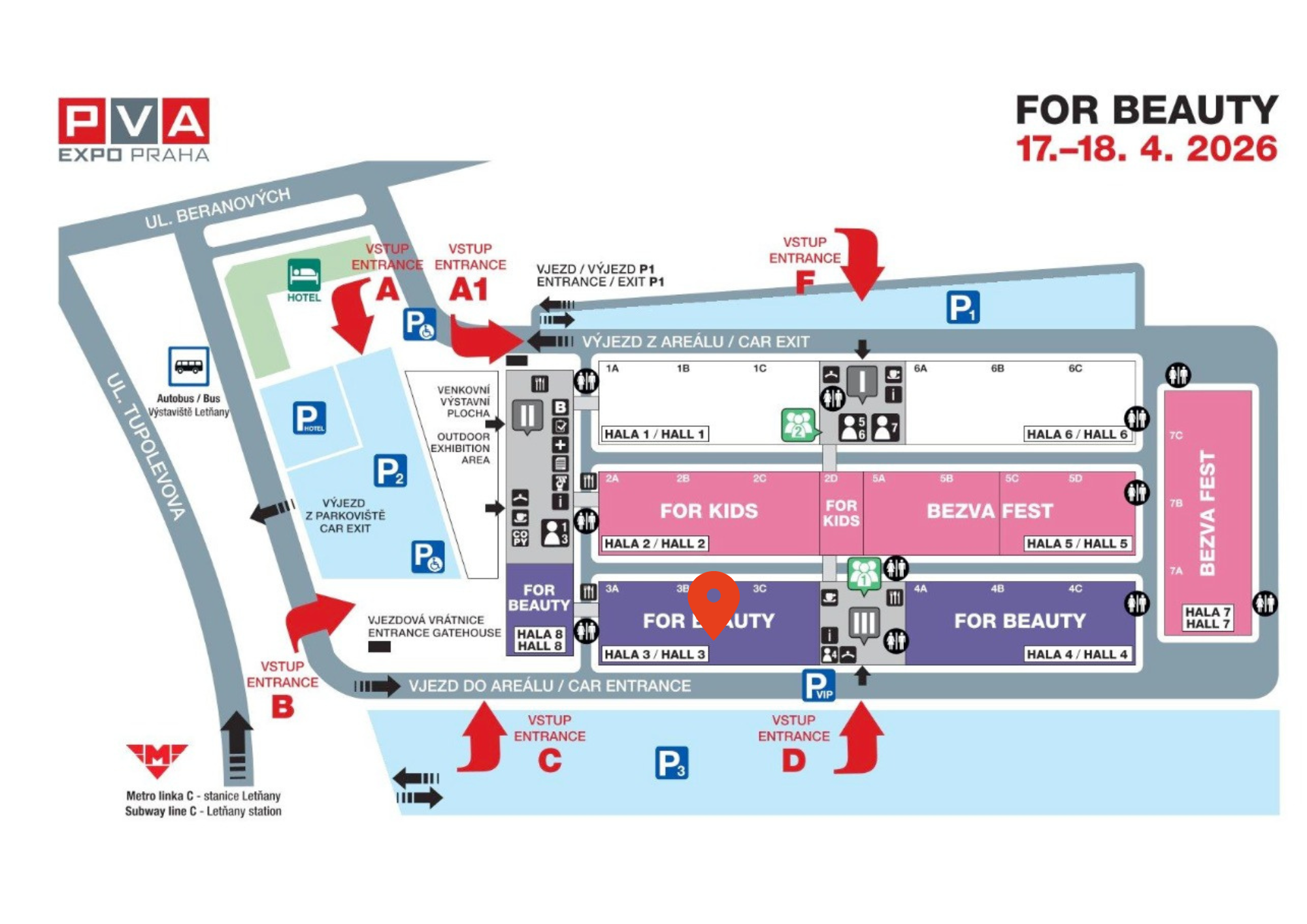 Mapka výstavy Beauty Expo Praha