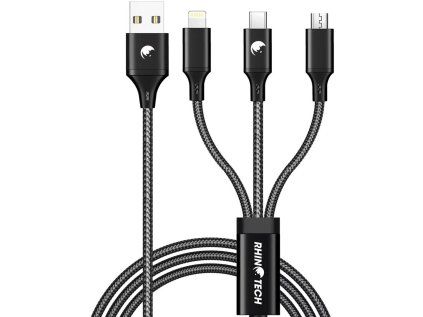 rhinotech usb c to lightning usb c micro usb cable 1 2m black