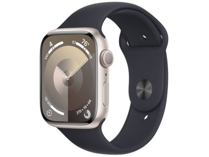 apple watch 9 gps 41mm starlight aluminum black sport band