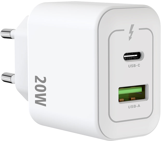 Rixus RXHC20 20W  USB-C, USB-A Charger - White