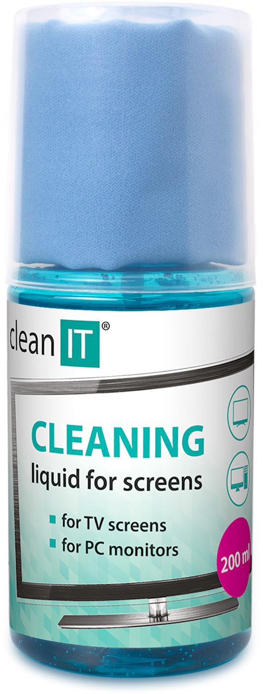 CLEAN IT screen cleaning solution with cloth, 200ml