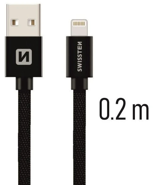 Swissten USB-A to Lightning (0.2m) - Black