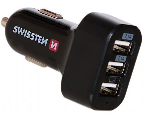 Swissten Car Charger 3xUSB-A - Black
