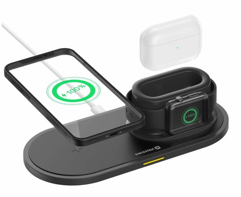 Swissten Wireless Charger 3v1 15W - Black